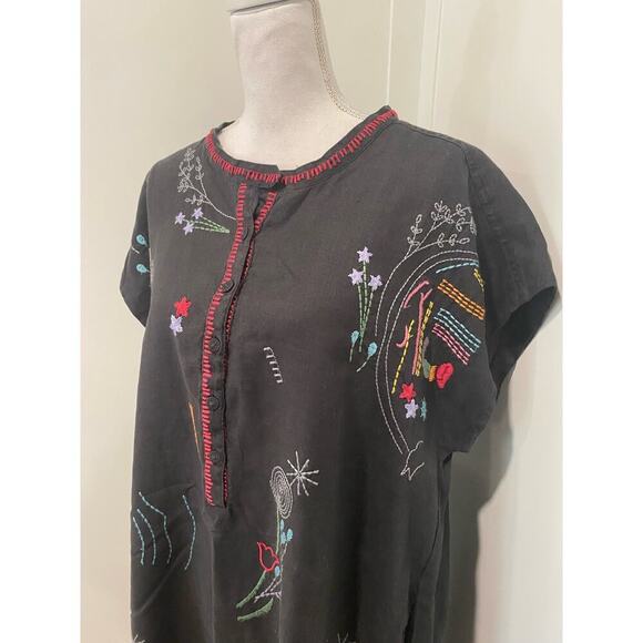 Johnny Was Embroidered Linen Shift Dress - Picture 2 of 5